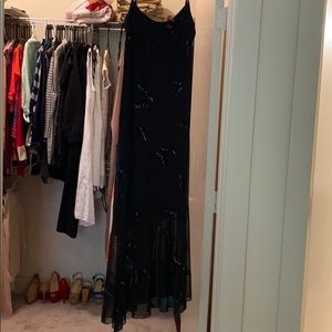 Black strappy dress.